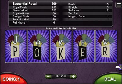 Joker Poker RTG Screen